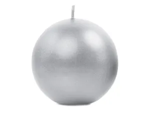 PartyDeco Svíčka - koule metalická stříbrná 8 cm #4069628