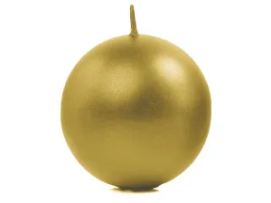 PartyDeco Svíčka - koule, metalická zlatá 8 cm #4069627