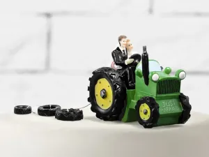 PartyDeco Ozdoba na dort - Novomanželé na traktoru