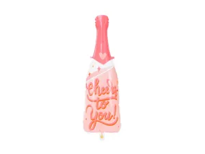 PartyDeco Fóliový balón - Láhev šampaňského (růžová)