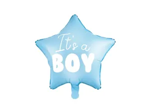 PartyDeco Fóliový balón modrá hvězda - It's a boy