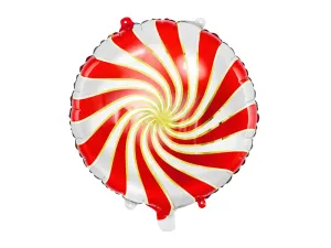PartyDeco Fóliový balónek červenobílý bonbón 35 cm