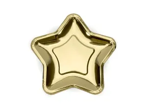 PartyDeco Talíře Hvězda - zlaté 18 cm