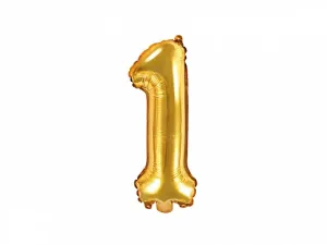 PartyDeco Fóliový balónek Mini - Číslo 1 zlatý 35cm