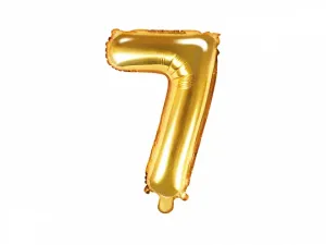 PartyDeco Fóliový balónek Mini - Číslo 7 zlatý 35cm