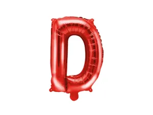 PartyDeco Fóliový balón Mini - Písmeno D 35 cm rudý