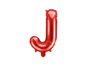 PartyDeco Fóliový balón Mini - Písmeno J 35 cm rudý