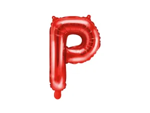 PartyDeco Fóliový balón Mini - Písmeno P 35 cm rudý