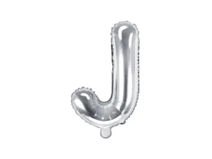 PartyDeco Fóliový balónek Mini - Písmeno J stříbrný 35cm