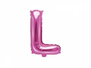 PartyDeco Fóliový balónek Mini - Písmeno L 35cm růžový