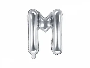 PartyDeco Fóliový balónek Mini - Písmeno M stříbrný 35cm