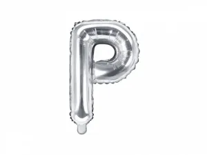 PartyDeco Fóliový balónek Mini - Písmeno P stříbrný 35cm