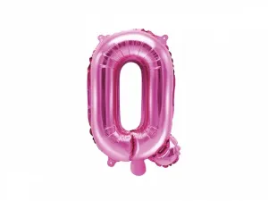 PartyDeco Fóliový balónek Mini - Písmeno Q 35cm růžový