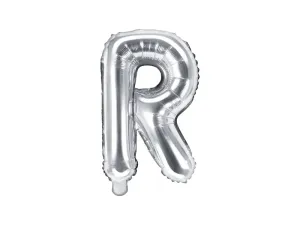 PartyDeco Fóliový balónek Mini - Písmeno R stříbrný 35cm