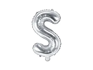 PartyDeco Fóliový balónek Mini - Písmeno S stříbrný 35cm