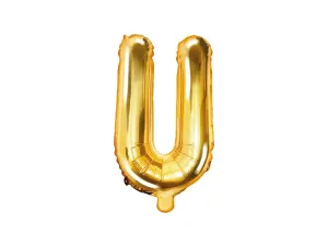 PartyDeco Fóliový balónek Mini - Písmeno U zlatý 35cm