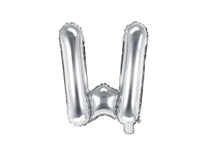 PartyDeco Fóliový balónek Mini - Písmeno W stříbrný 35cm