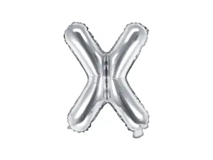 PartyDeco Fóliový balónek Mini - Písmeno X stříbrný 35cm