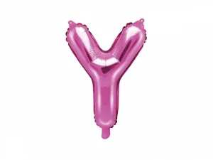 PartyDeco Fóliový balónek Mini - Písmeno Y 35cm růžový