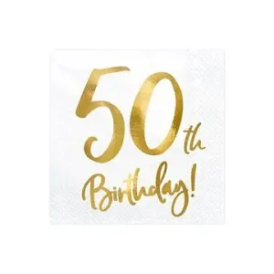 Ubrousky 50 let - narozeniny - bílé - 33 x 33 cm, 20 ks
