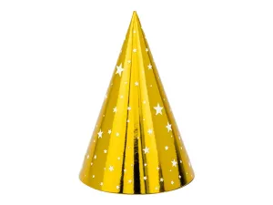 PartyDeco Párty kloboučky - Zlaté s hvězdami