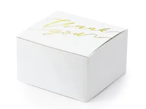 PartyDeco Bílé krabičky na dárek - Děkujeme 10 ks