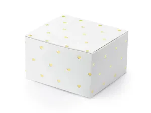 PartyDeco Krabičky na dárky- zlaté srdíčka 10 ks
