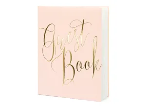 PartyDeco Kniha hostů - růžová se zlatým nadpisem