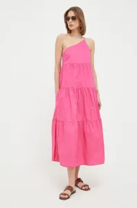 Bavlněné šaty Patrizia Pepe růžová barva, midi