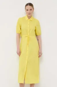 Bavlněné šaty Patrizia Pepe žlutá barva, maxi