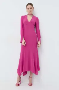 Hedvábné šaty Patrizia Pepe růžová barva, maxi
