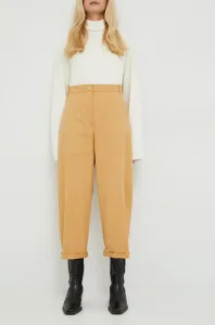 Kalhoty Patrizia Pepe dámské, béžová barva, široké, high waist #5901917