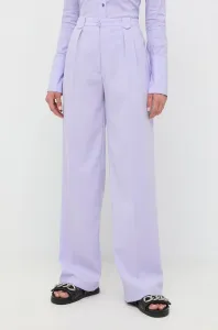 Kalhoty Patrizia Pepe dámské, fialová barva, jednoduché, high waist #3414921
