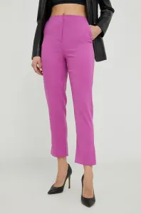Kalhoty Patrizia Pepe dámské, fialová barva, jednoduché, high waist #4288461