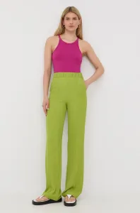Kalhoty Patrizia Pepe dámské, zelená barva, jednoduché, high waist