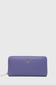 Kožená peněženka Patrizia Pepe fialová barva