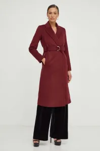 Vlněný kabát Patrizia Pepe fialová barva, přechodný, bez zapínání