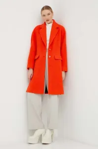 Vlněný kabát Patrizia Pepe oranžová barva, přechodný