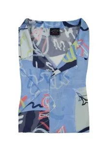 Nadměrná velikost: Paul & Shark, Bowlingová košile, krátký rukáv, s celoplošným potiskem Světle Modrá #4452952