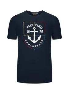 Nadměrná velikost: Paul & Shark, Tričko z bavlny s potiskem loga Námořnická Modrá
