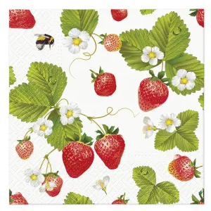 Decoupage ubrousky - Strawberries with Bees  - 1ks