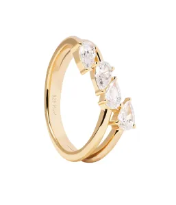 PDPAOLA Blyštivý pozlacený prsten se zirkony Terra Essentials AN01-861 50 mm