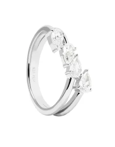 PDPAOLA Blyštivý stříbrný prsten se zirkony Terra Essentials AN02-861 50 mm