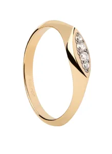 PDPAOLA Elegantní pozlacený prsten se zirkony Gala Vanilla AN01-A52 56 mm