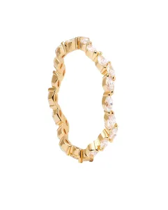 PDPAOLA Elegantní pozlacený prsten se zirkony Lake Essentials AN01-875 58 mm