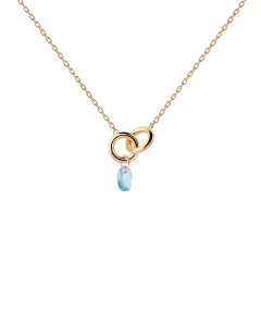 PDPAOLA Krásný pozlacený náhrdelník Blue Lily CO01-842-U #5948292