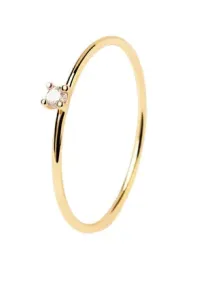 PDPAOLA Minimalistický pozlacený prsten se zirkonem White Solitary Essentials AN01-156 56 mm #5864986