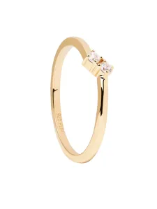 PDPAOLA Minimalistický pozlacený prsten se zirkony Couplet Essentials AN01-872 58 mm