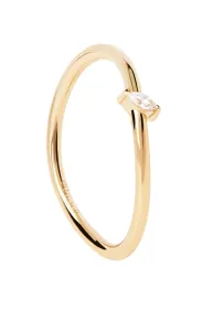 PDPAOLA Něžný pozlacený prsten se zirkonem Leaf Essentials AN01-842 56 mm