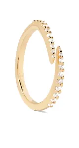 PDPAOLA Pozlacený otevřený prsten s čirými zirkony EMBRACE Gold AN01-805 52 mm